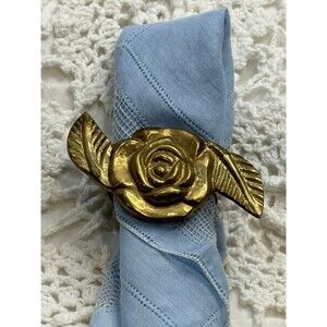 Pair of Brass Rose Napkin Rings NEW with Tags from Country Linen